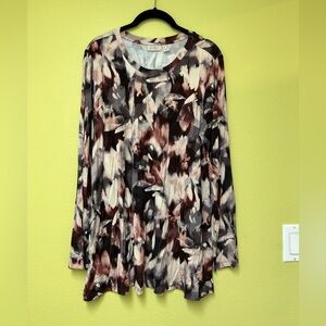 LOGO by Lori Goldstein Abstract Print Long Sleeve Top